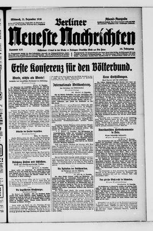 Berliner Neueste Nachrichten vom 11.12.1918