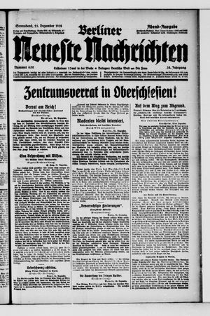 Berliner Neueste Nachrichten vom 21.12.1918