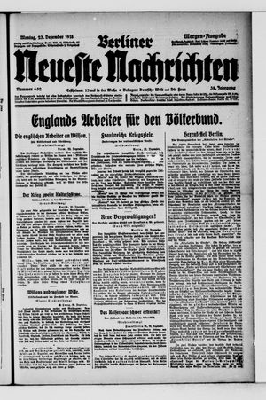Berliner Neueste Nachrichten vom 23.12.1918