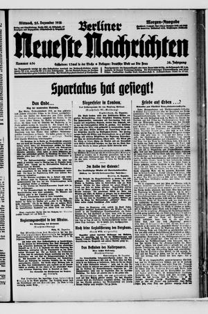 Berliner Neueste Nachrichten on Dec 25, 1918