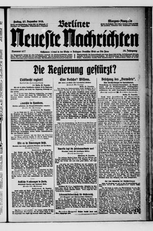 Berliner Neueste Nachrichten on Dec 27, 1918