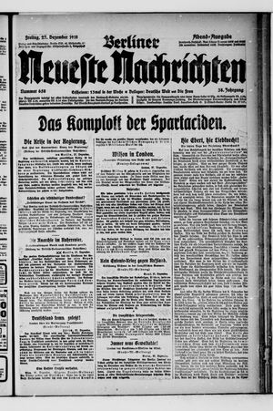 Berliner Neueste Nachrichten vom 27.12.1918