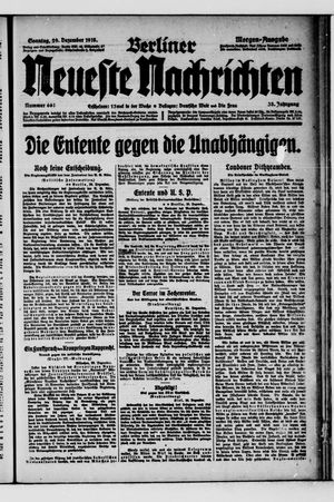 Berliner Neueste Nachrichten vom 29.12.1918