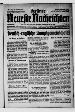 Berliner Neueste Nachrichten vom 31.12.1918