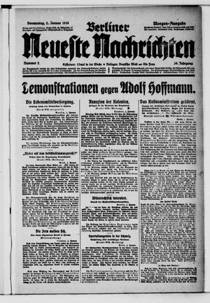 Berliner Neueste Nachrichten on Jan 2, 1919