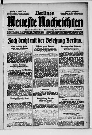 Berliner neueste Nachrichten on Jan 3, 1919