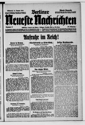 Berliner neueste Nachrichten vom 15.01.1919
