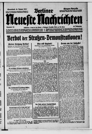 Berliner neueste Nachrichten vom 18.01.1919