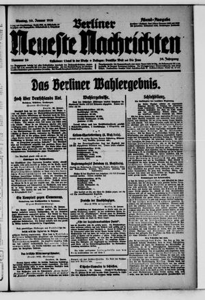 Berliner neueste Nachrichten vom 20.01.1919