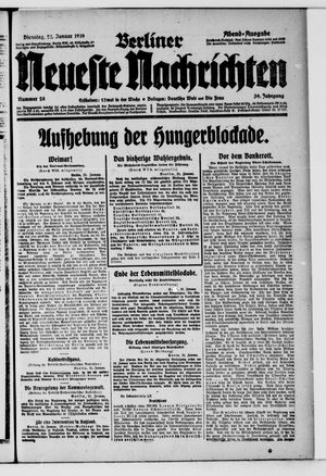 Berliner neueste Nachrichten on Jan 21, 1919