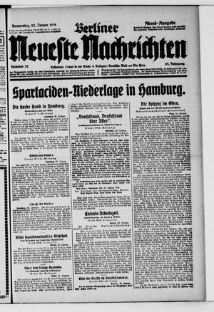 Berliner neueste Nachrichten on Jan 23, 1919