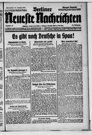 Berliner neueste Nachrichten vom 25.01.1919