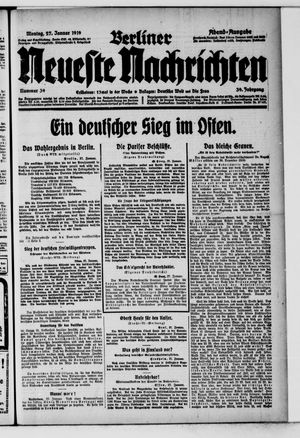 Berliner neueste Nachrichten vom 27.01.1919