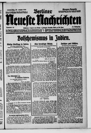 Berliner neueste Nachrichten on Jan 30, 1919