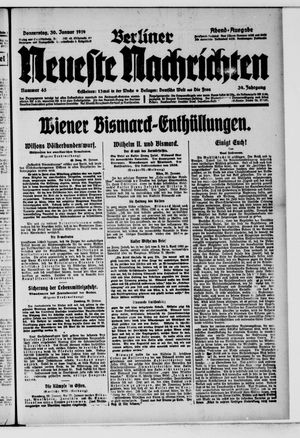 Berliner neueste Nachrichten on Jan 30, 1919
