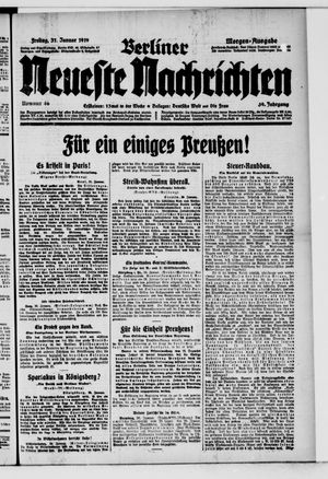 Berliner neueste Nachrichten on Jan 31, 1919