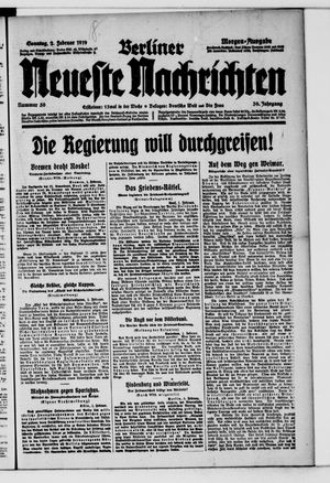 Berliner Neueste Nachrichten on Feb 2, 1919