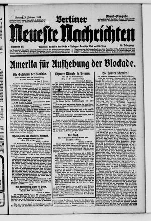 Berliner Neueste Nachrichten on Feb 3, 1919