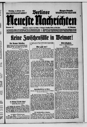Berliner neueste Nachrichten on Feb 4, 1919