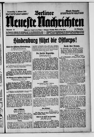 Berliner neueste Nachrichten vom 06.02.1919
