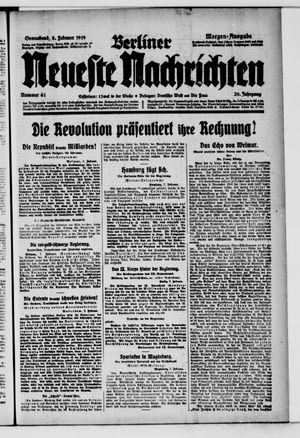Berliner neueste Nachrichten on Feb 8, 1919