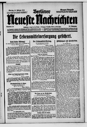 Berliner neueste Nachrichten vom 10.02.1919