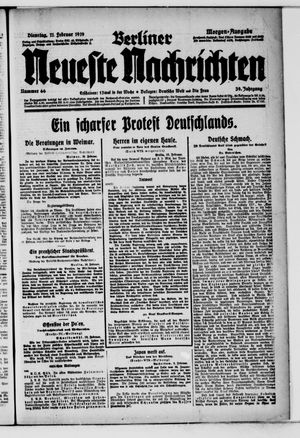 Berliner neueste Nachrichten vom 11.02.1919