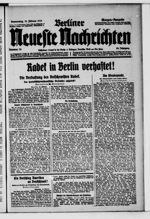 Berliner Neueste Nachrichten on Feb 13, 1919