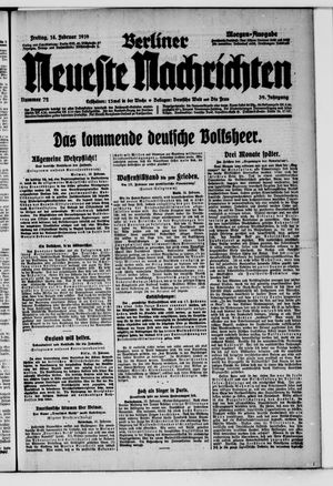 Berliner neueste Nachrichten on Feb 14, 1919