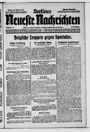 Berliner Neueste Nachrichten on Feb 14, 1919