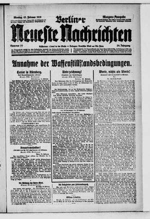 Berliner neueste Nachrichten vom 17.02.1919