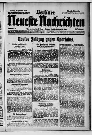 Berliner neueste Nachrichten vom 17.02.1919