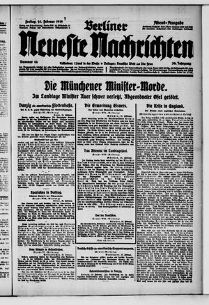 Berliner neueste Nachrichten vom 21.02.1919