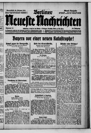 Berliner neueste Nachrichten vom 22.02.1919