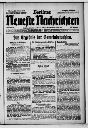 Berliner Neueste Nachrichten vom 24.02.1919