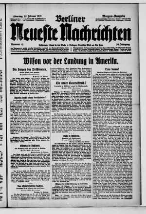 Berliner neueste Nachrichten on Feb 25, 1919