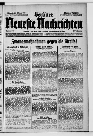 Berliner neueste Nachrichten vom 26.02.1919