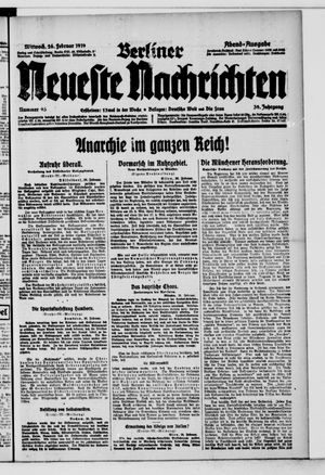 Berliner Neueste Nachrichten on Feb 26, 1919