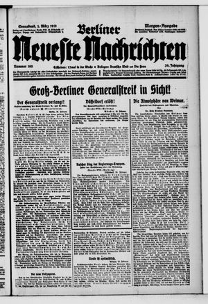 Berliner neueste Nachrichten vom 01.03.1919