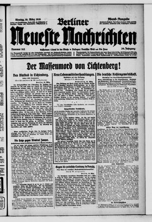 Berliner neueste Nachrichten vom 10.03.1919