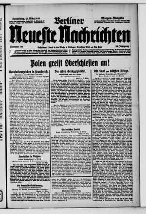 Berliner neueste Nachrichten on Mar 13, 1919