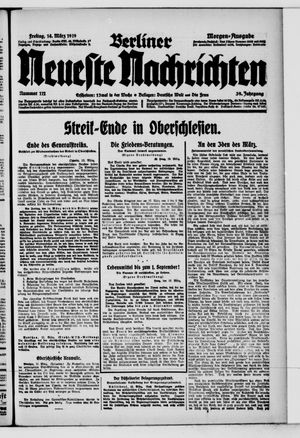 Berliner neueste Nachrichten on Mar 14, 1919