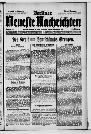 Berliner neueste Nachrichten on Mar 19, 1919