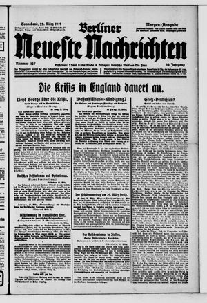 Berliner Neueste Nachrichten on Mar 22, 1919