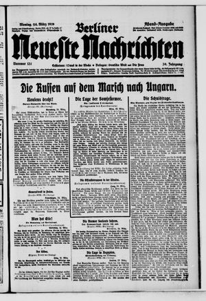 Berliner neueste Nachrichten on Mar 24, 1919