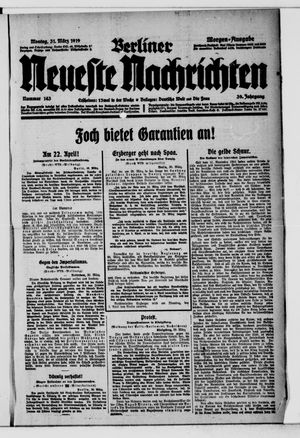 Berliner Neueste Nachrichten vom 31.03.1919