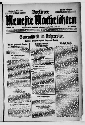 Berliner neueste Nachrichten vom 31.03.1919
