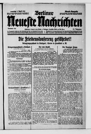 Berliner neueste Nachrichten vom 01.04.1919