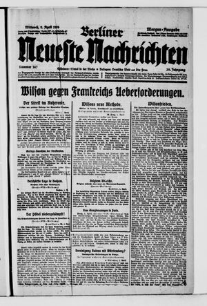 Berliner Neueste Nachrichten vom 02.04.1919