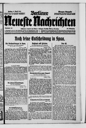 Berliner Neueste Nachrichten on Apr 4, 1919